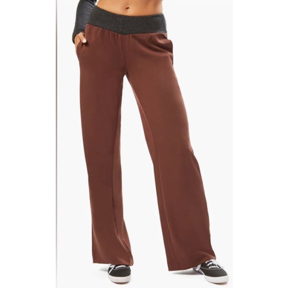 WeWoreWhat Women's Low-Rise V Pant Twill Ribbed Pants Size M Brown NWT
